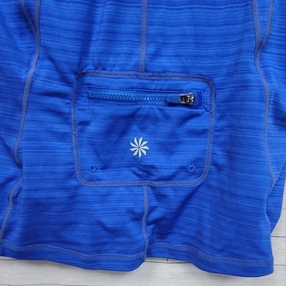 ATHLETA ROYAL BLUE SHORT SLEEVE QUARTER ZIP ATHLEISURE TOP, SZ MEDIUM - Picture 8 of 8